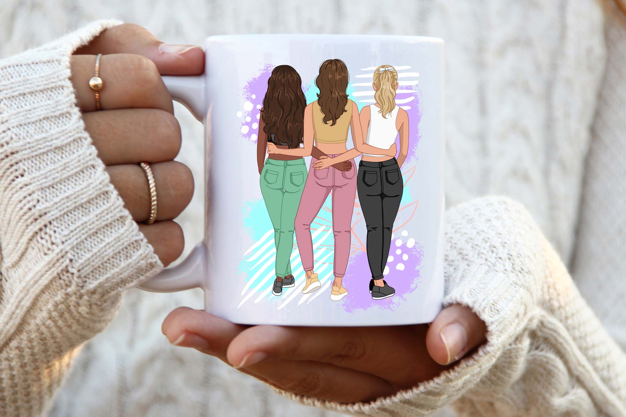 Best Friends Minimalistic Style Clipart Mug Print.