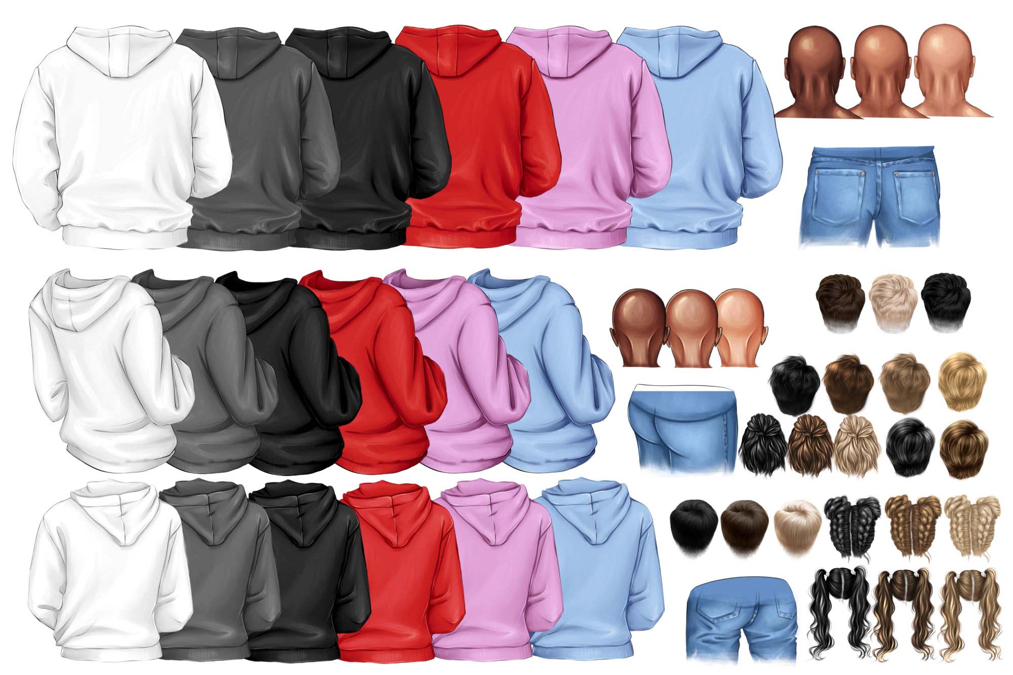 Family Clipart Dad And Kids Clothes Elements.