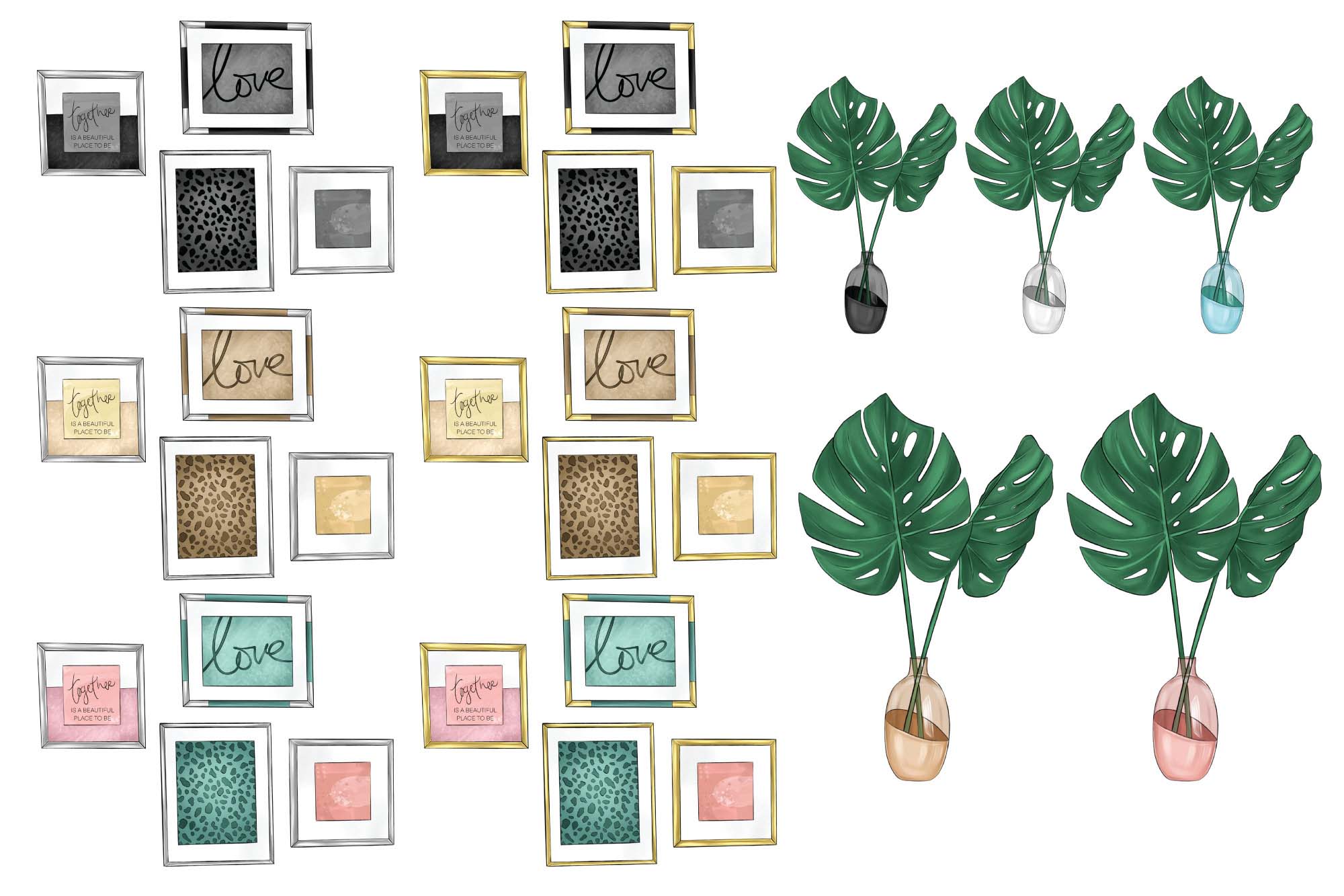 Home Decor Clipart Frames And Leaves.
