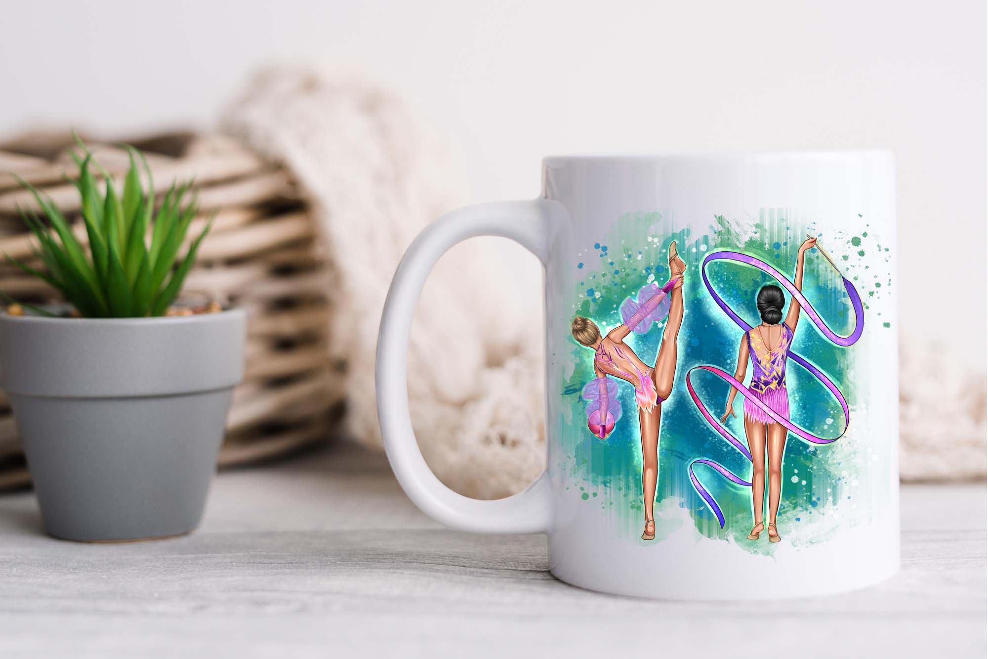 Gymnasts Clipart From The Back Mug Print Example.