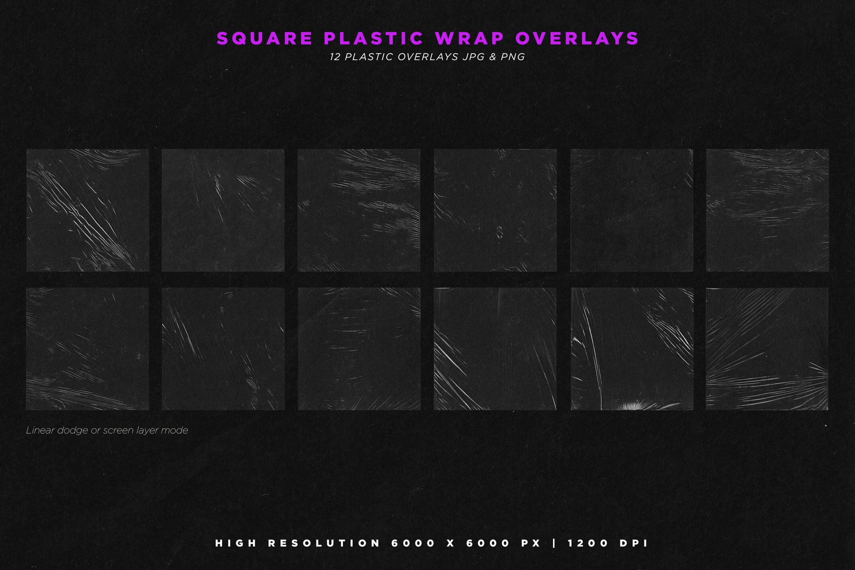 Square plastic wrap overlays.