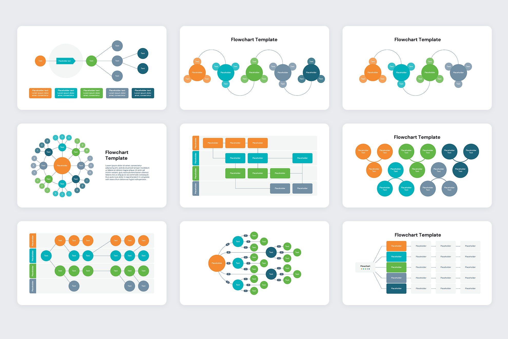 Infographics in different geometric shapes.