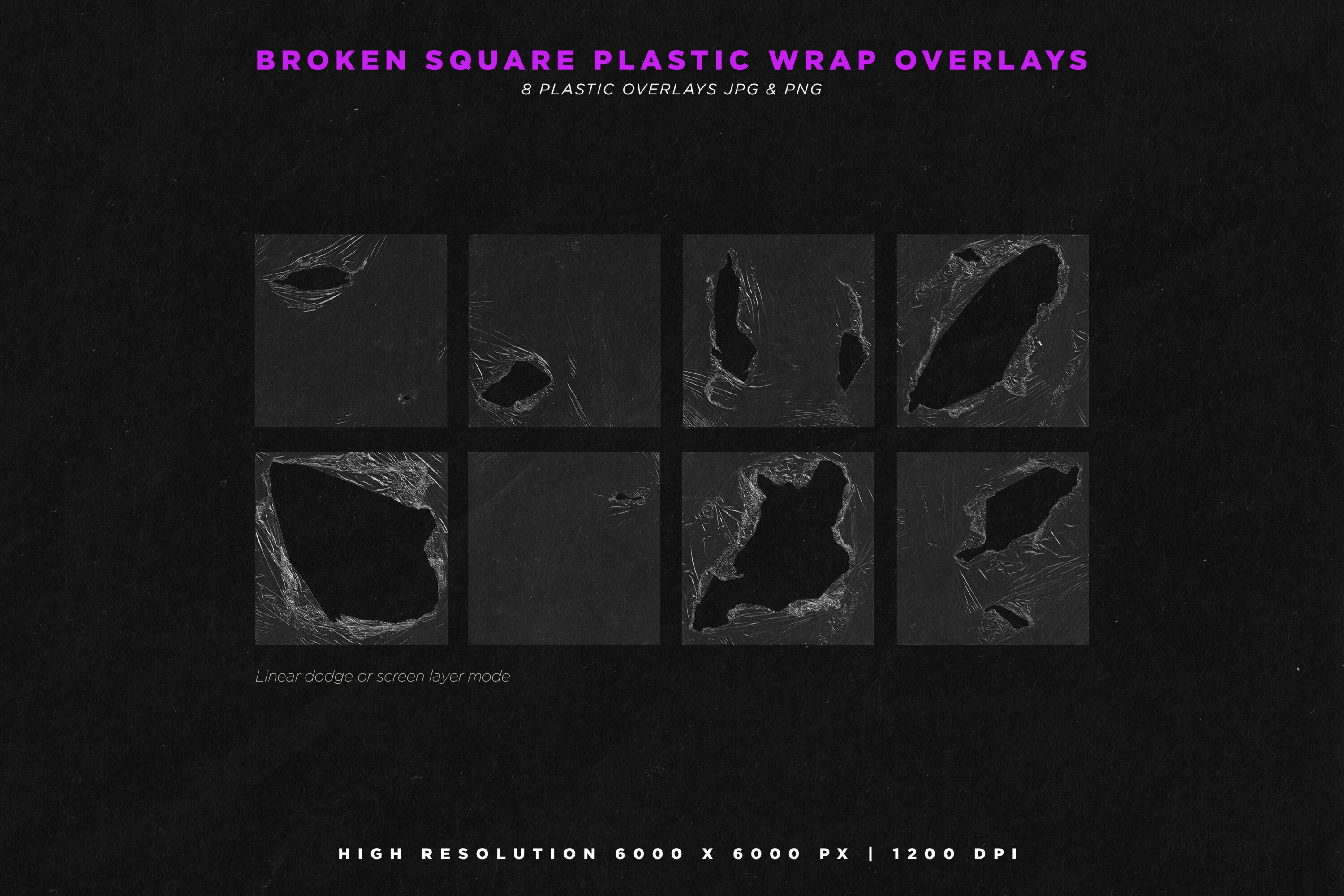 Broken square plastic wrap overlays.