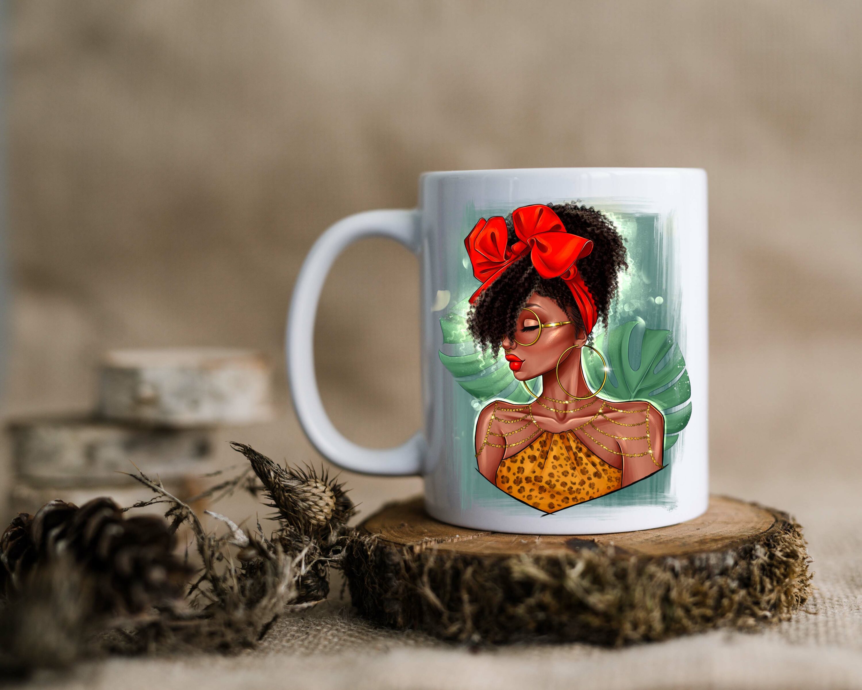 Afro Girl Clipart Mug Print Example.
