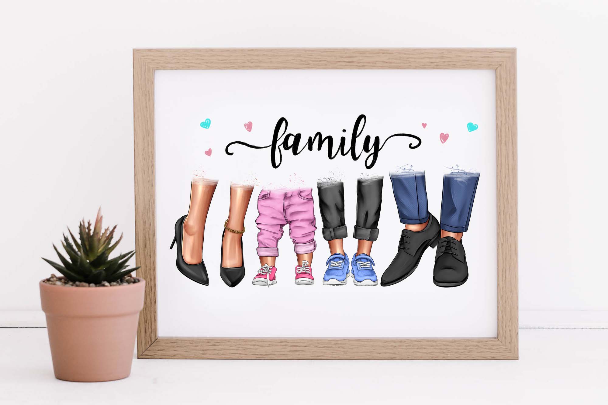 Family Clipart Mom Dad Daughter Son Poster Print Example.