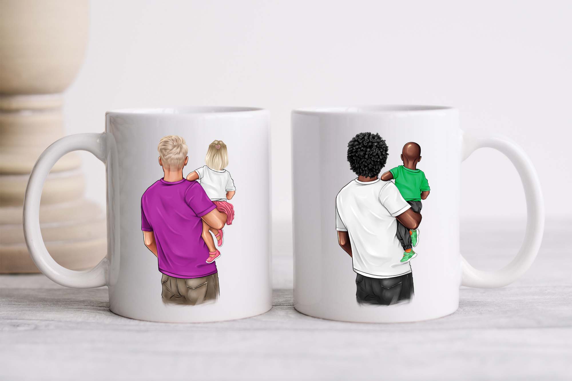 Family Clipart Dad With Kids Cup Print Example.