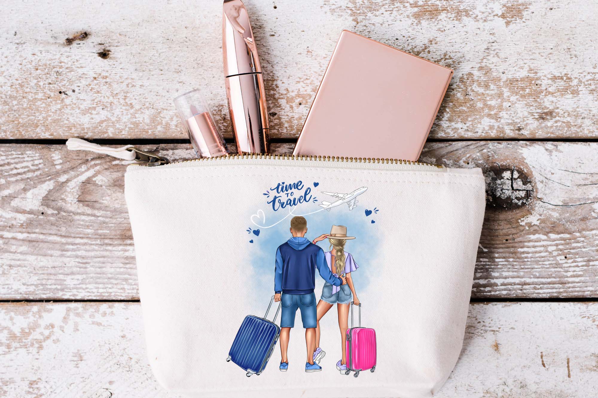 Travel Couple Clipart Bag Print.