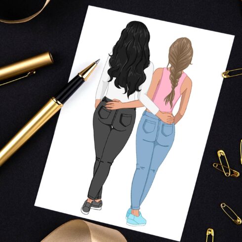 Image showcasing Best friends, minimalistic style | MasterBundles