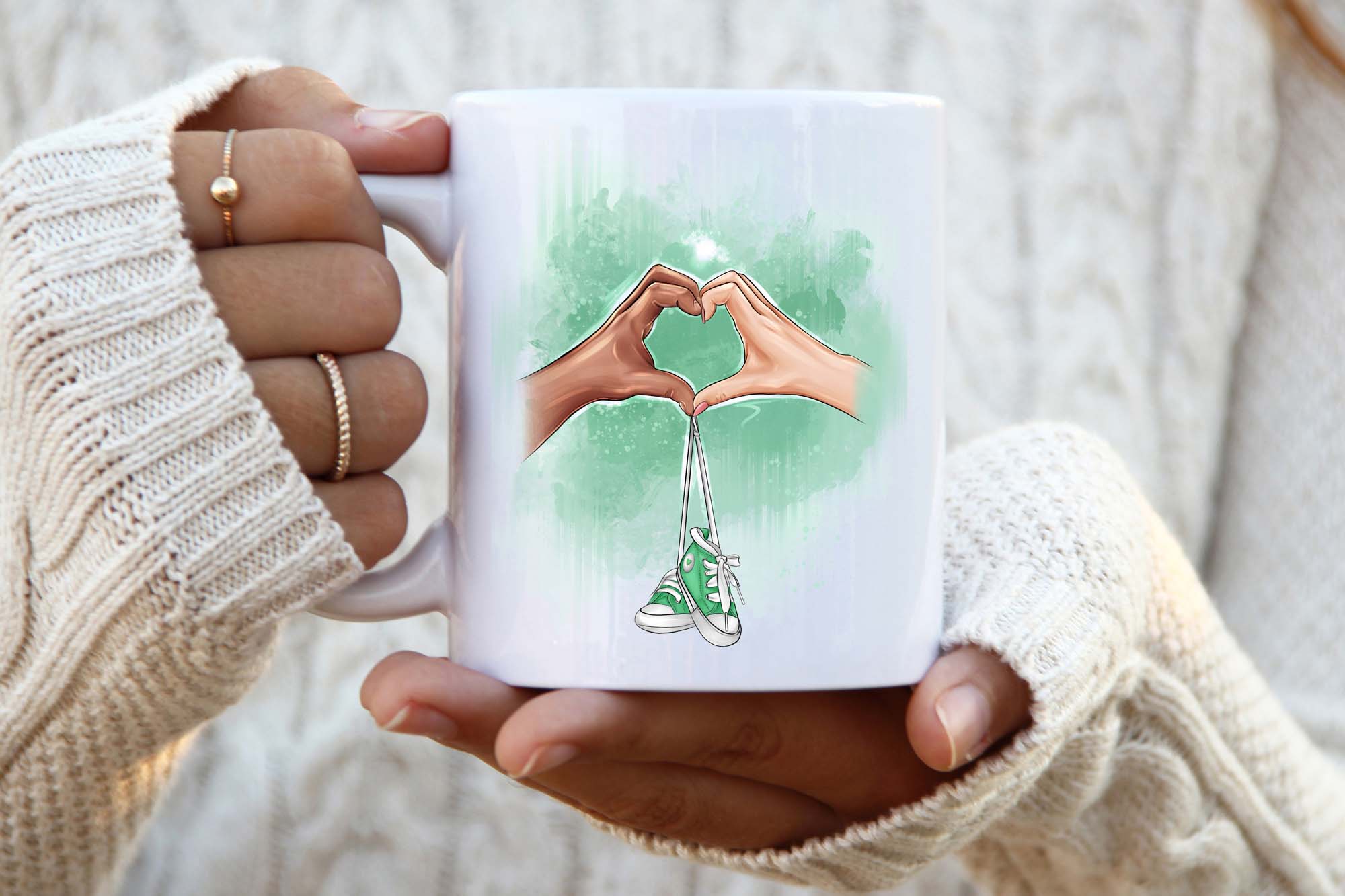 Mom And Dad Hands Family Clipart Mug Print Example.
