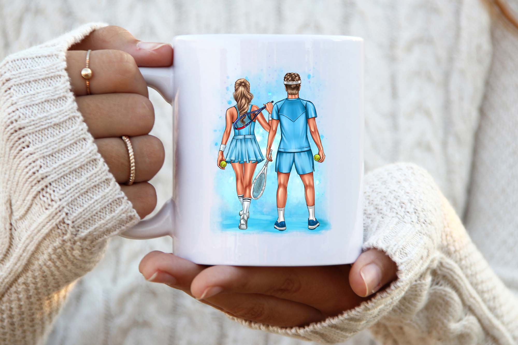 Best Friends Tennis Couple Clipart mug mockup.