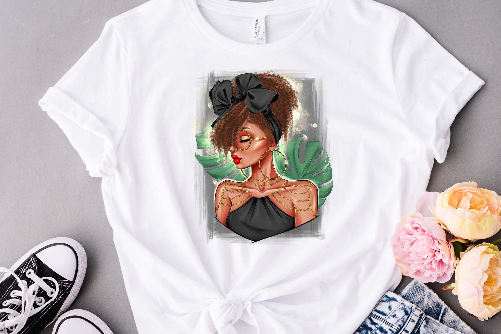 Afro Girl Clipart T-shirt Print Example.