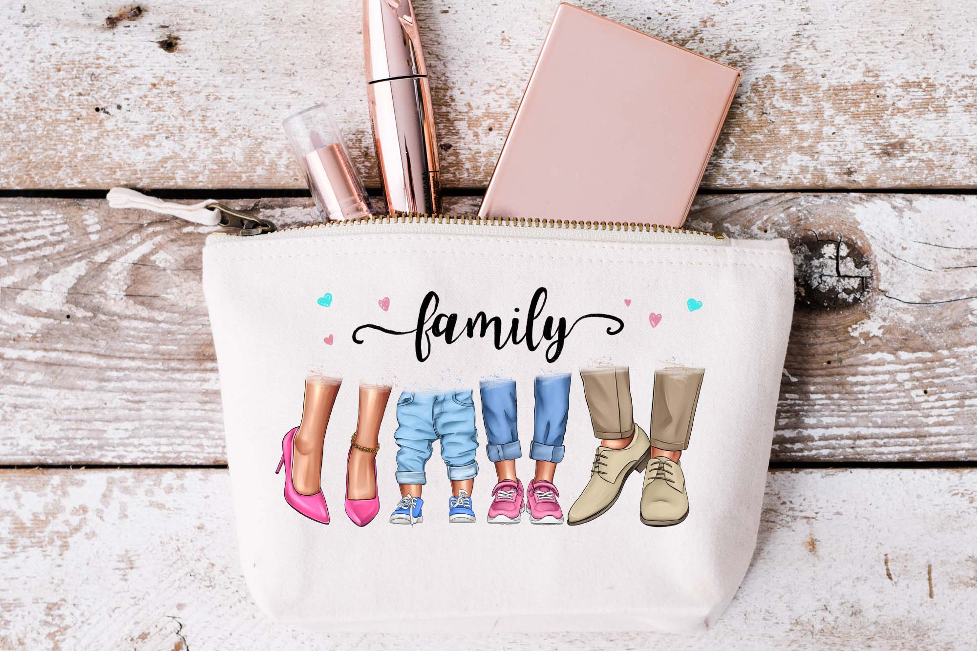 Family Clipart Mom Dad Daughter Son Bag Print Example.