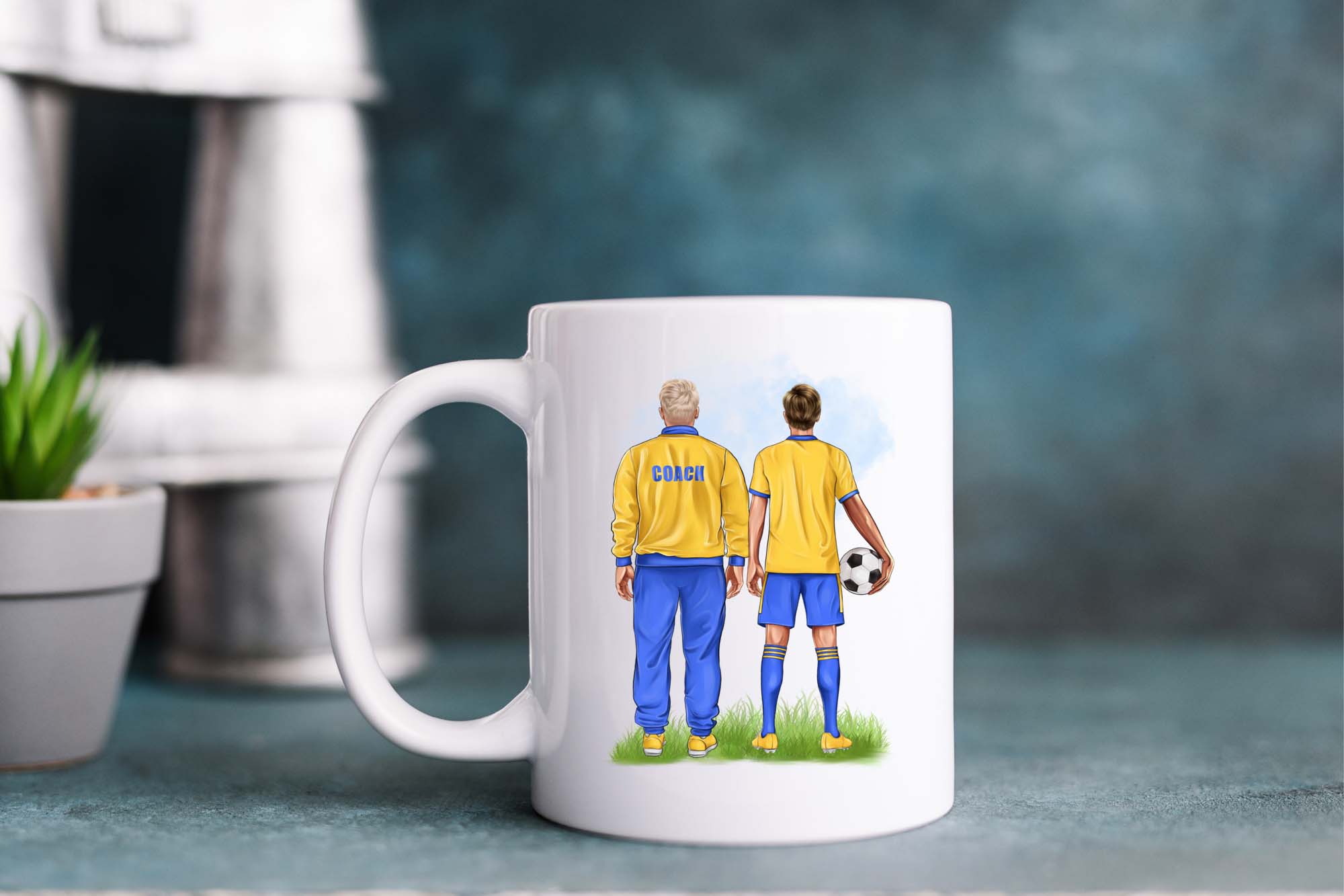 Football And Soccer Clipart Mug Print Example.