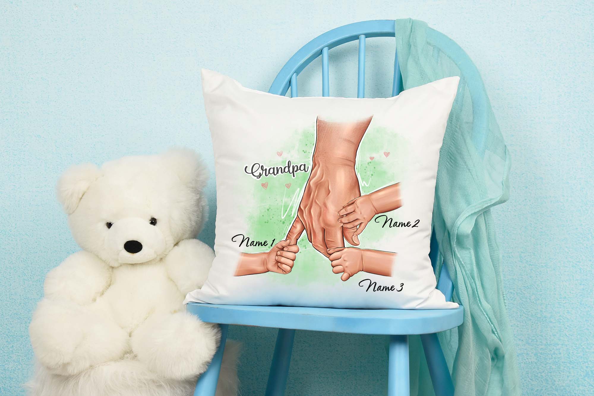 Parents And Kids Family Clipart Pillow Print.