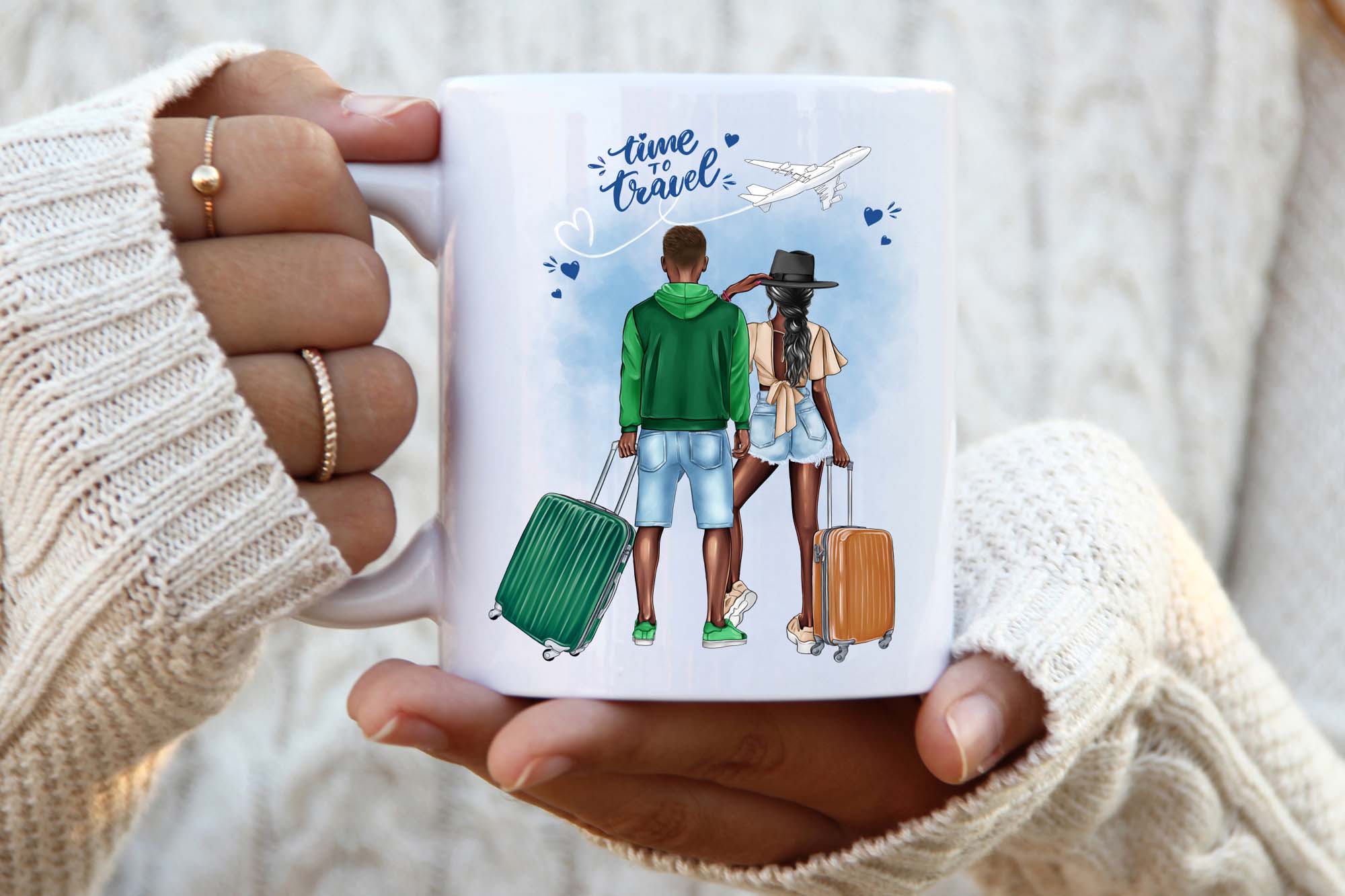 Travel Couple Clipart Mug.