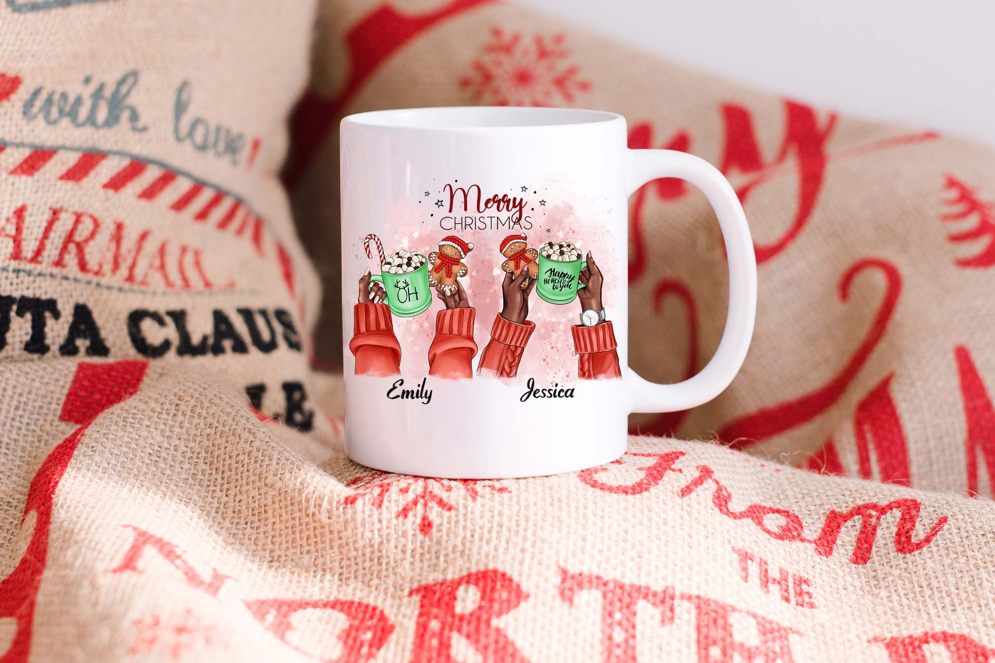 Best Friends Mittens Coffee Winter Mug Print.