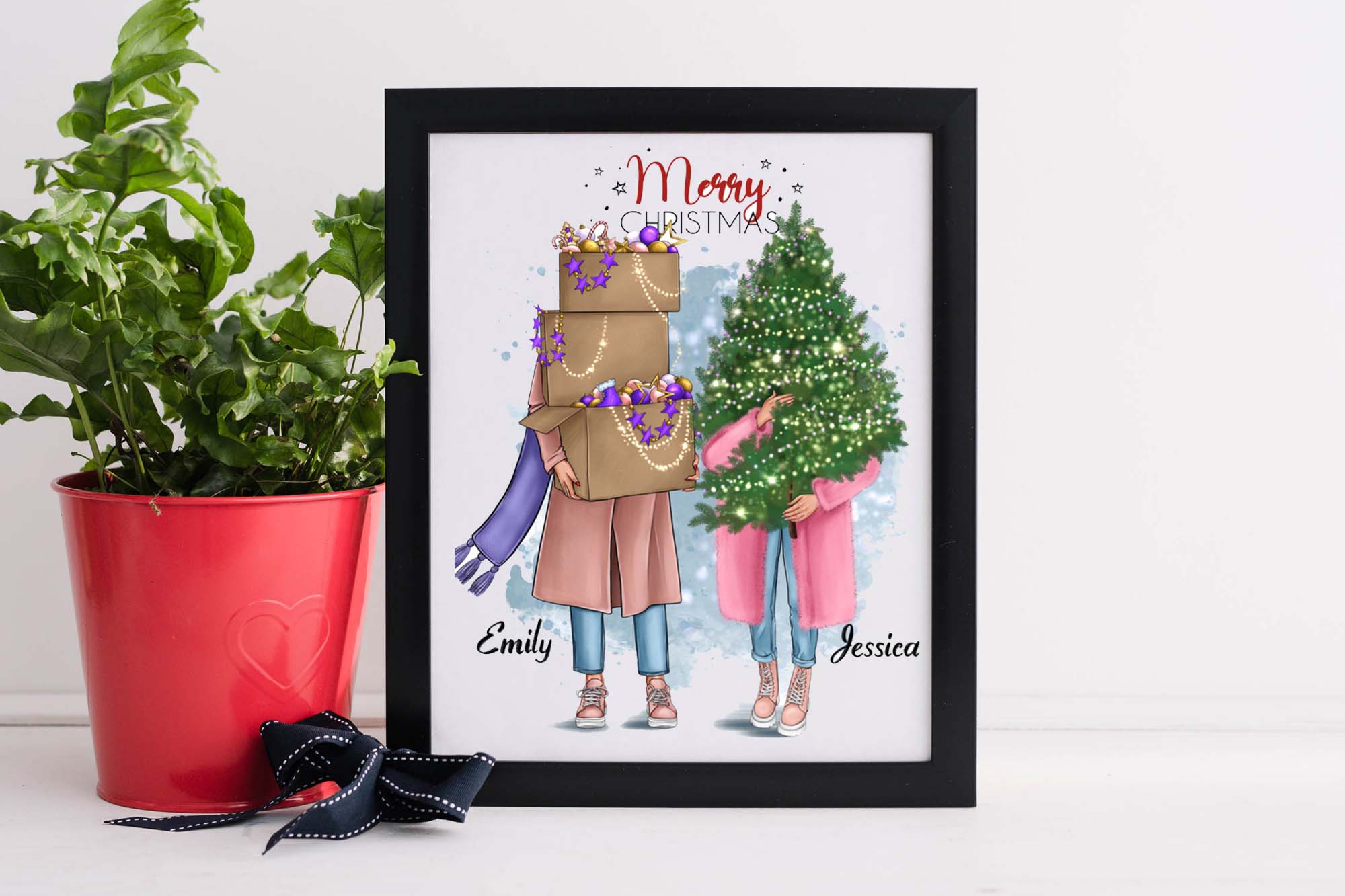 Christmas Best Friend Clipart 2023 Poster In A Black Frame.