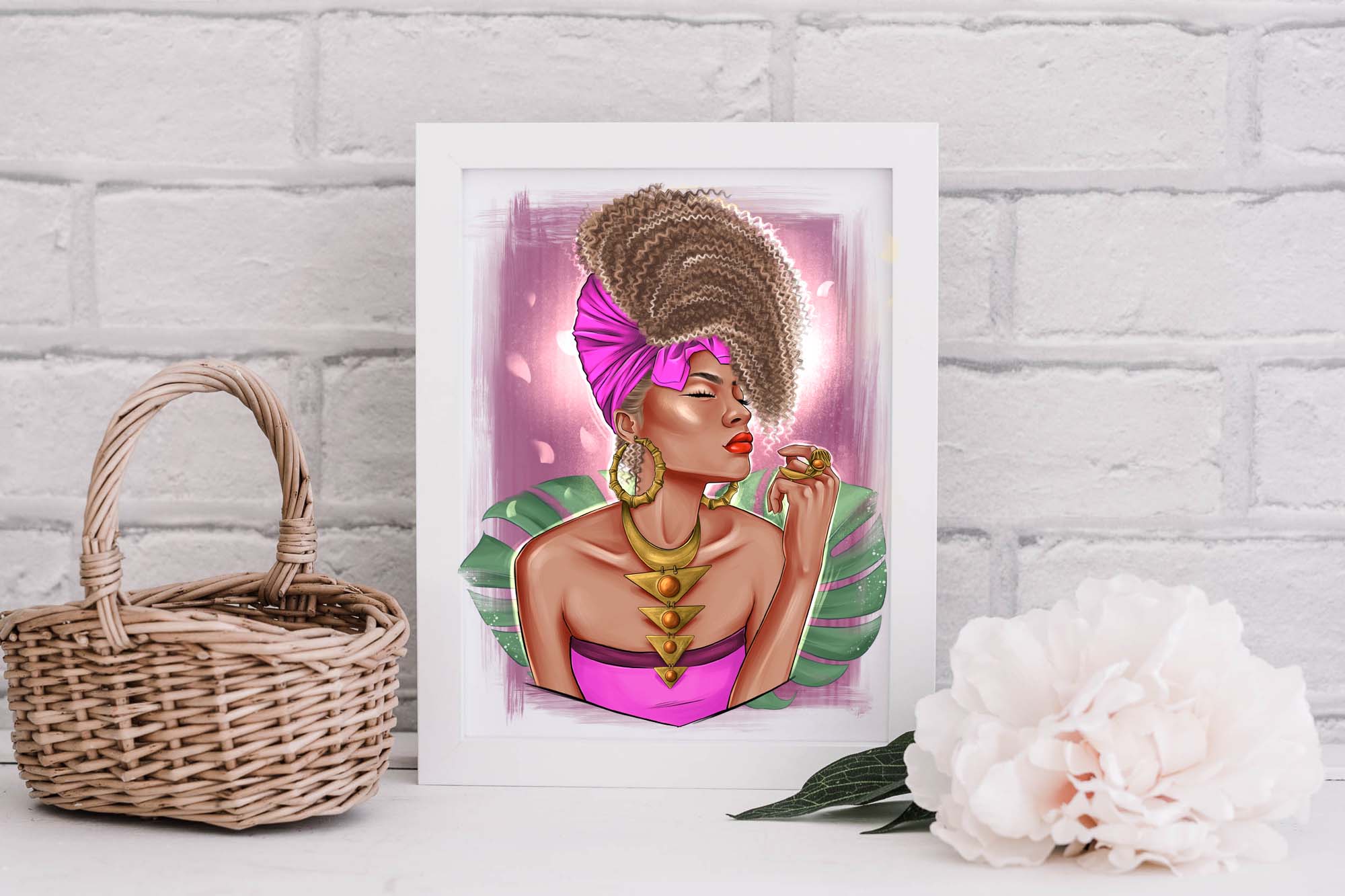 Beautiful Afro Girl Clipart Poster In Frame Example.