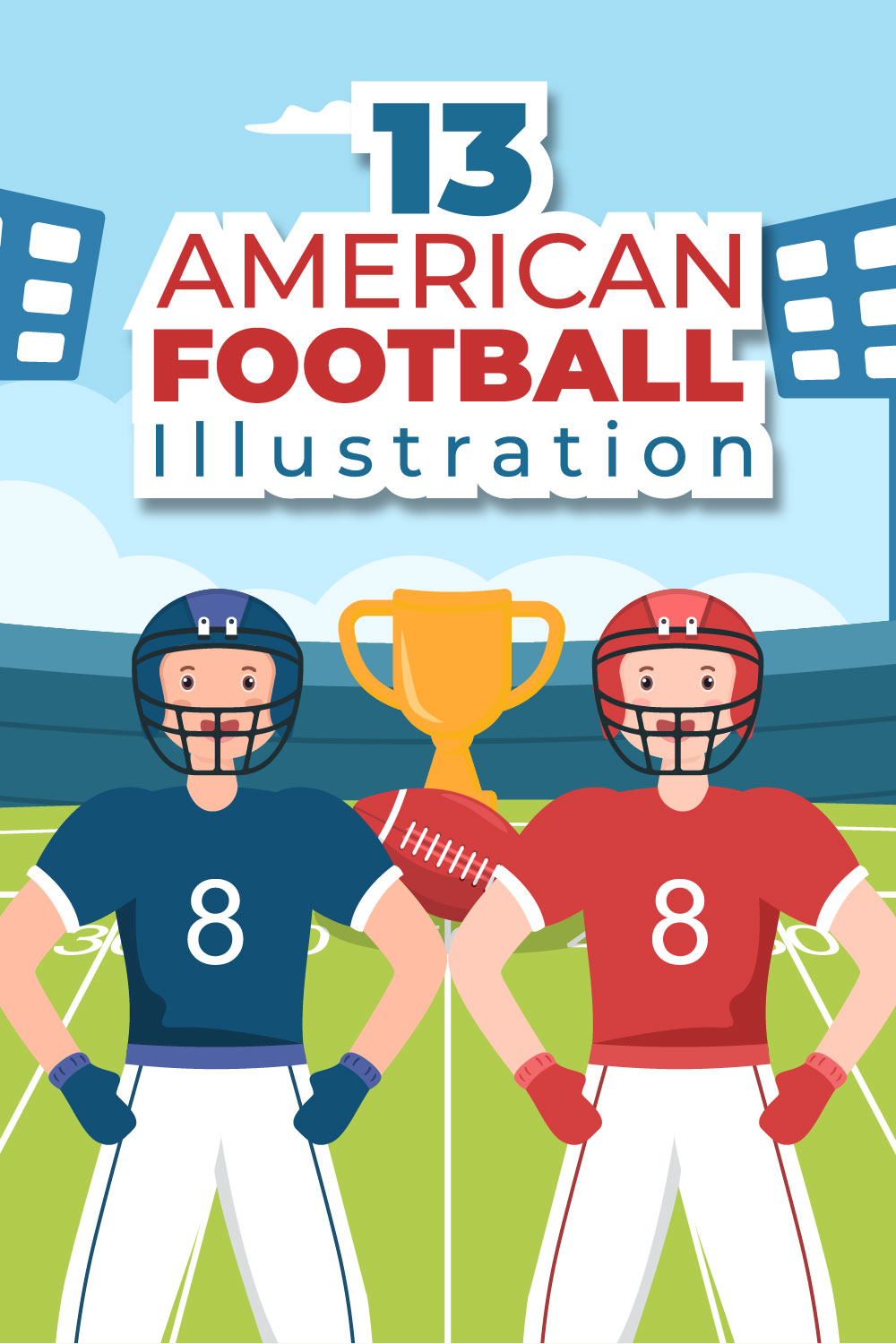 13 American Football Sports Player Illustration Pinterest Image.