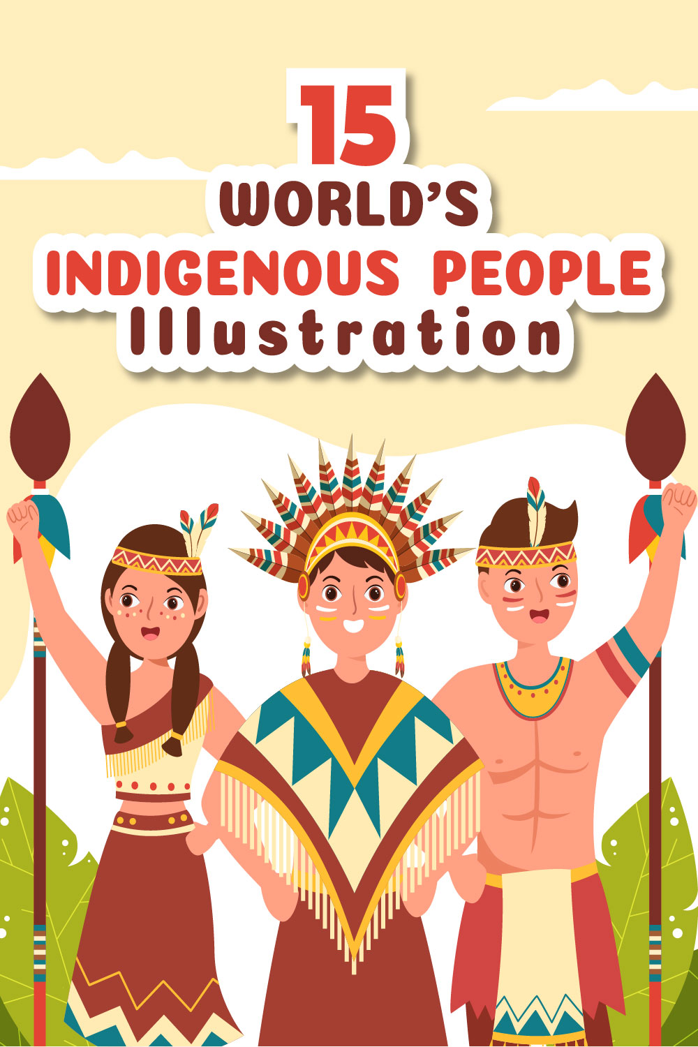 15 Worlds Indigenous Peoples Day Illustration Pinterest Image.