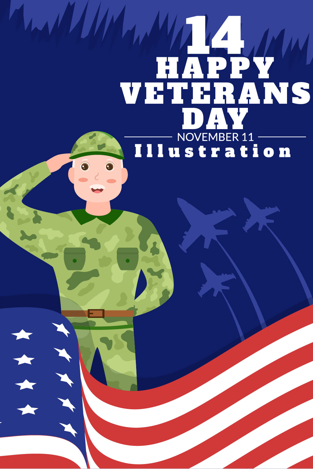 14 Veterans Day Design Illustration Pinterest Image.
