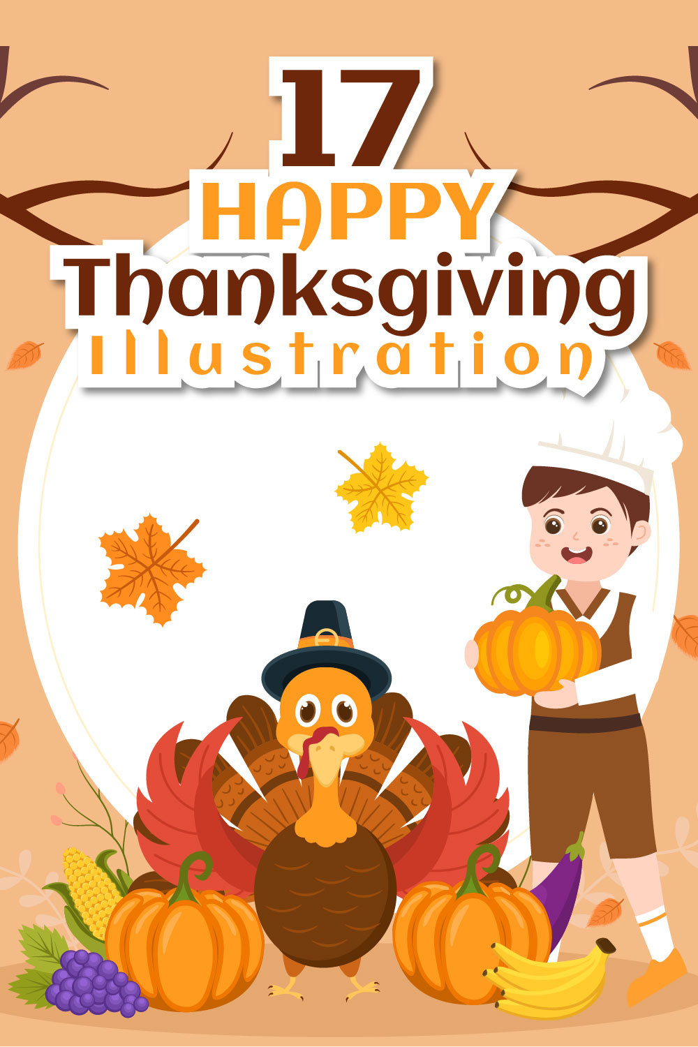 17 Happy Thanksgiving Illustration Pinterest Image.