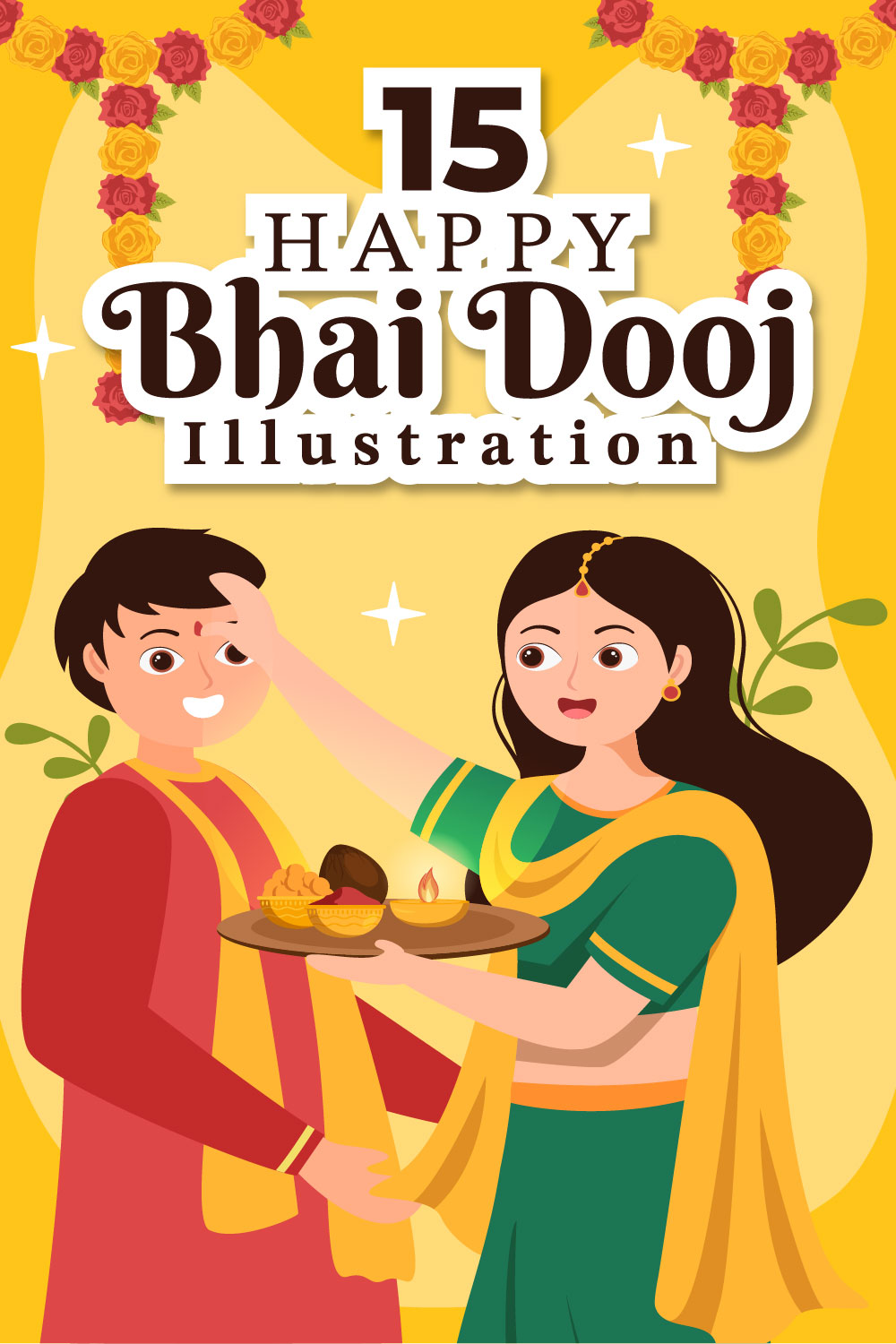 15 Bhai Dooj Indian Festival Celebration Illustration Pinterest Image.