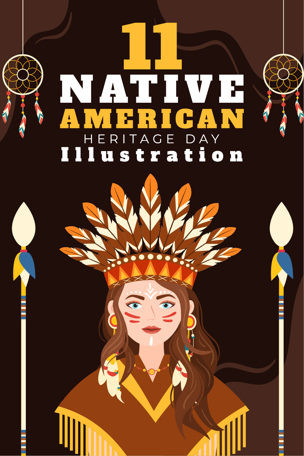 11 Native American Heritage Day Illustration Pinterest Image.