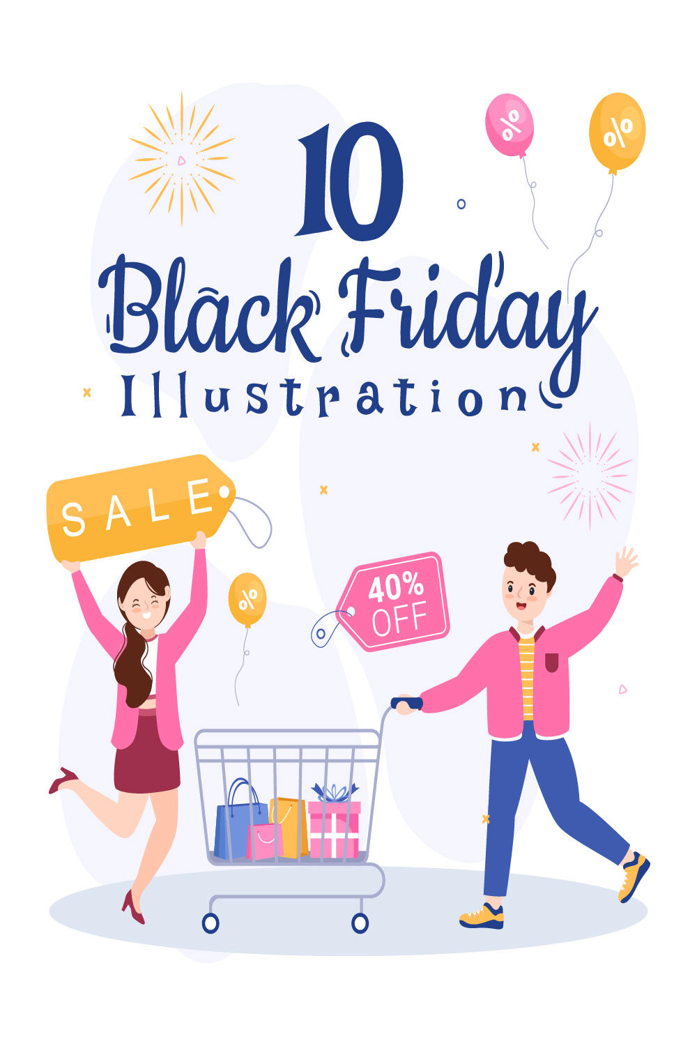 10 Black Friday Give Big Discount Illustration Pinterest Image.