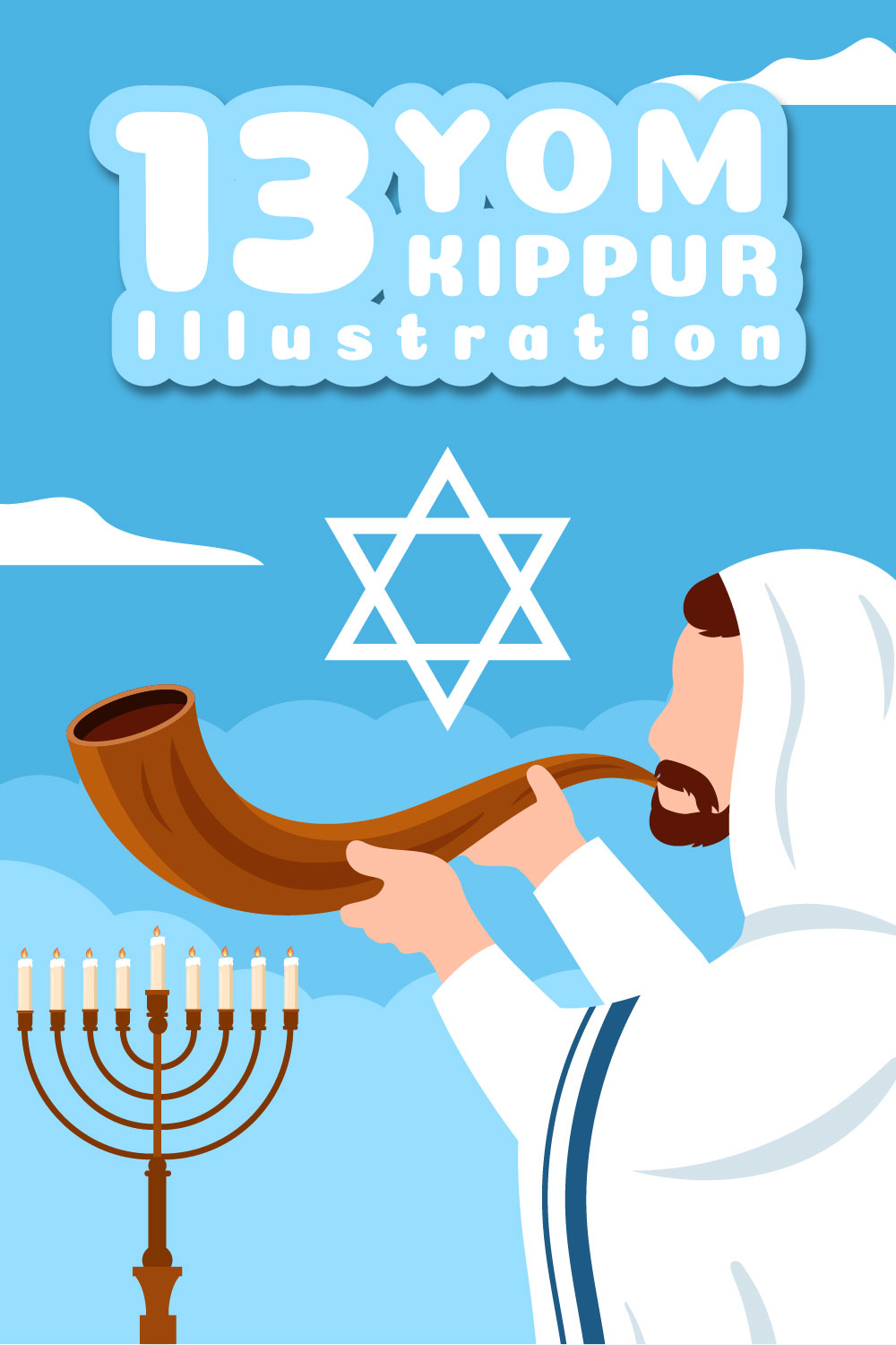 13 Yom Kippur Day Celebration Illustration Pinterest Image.