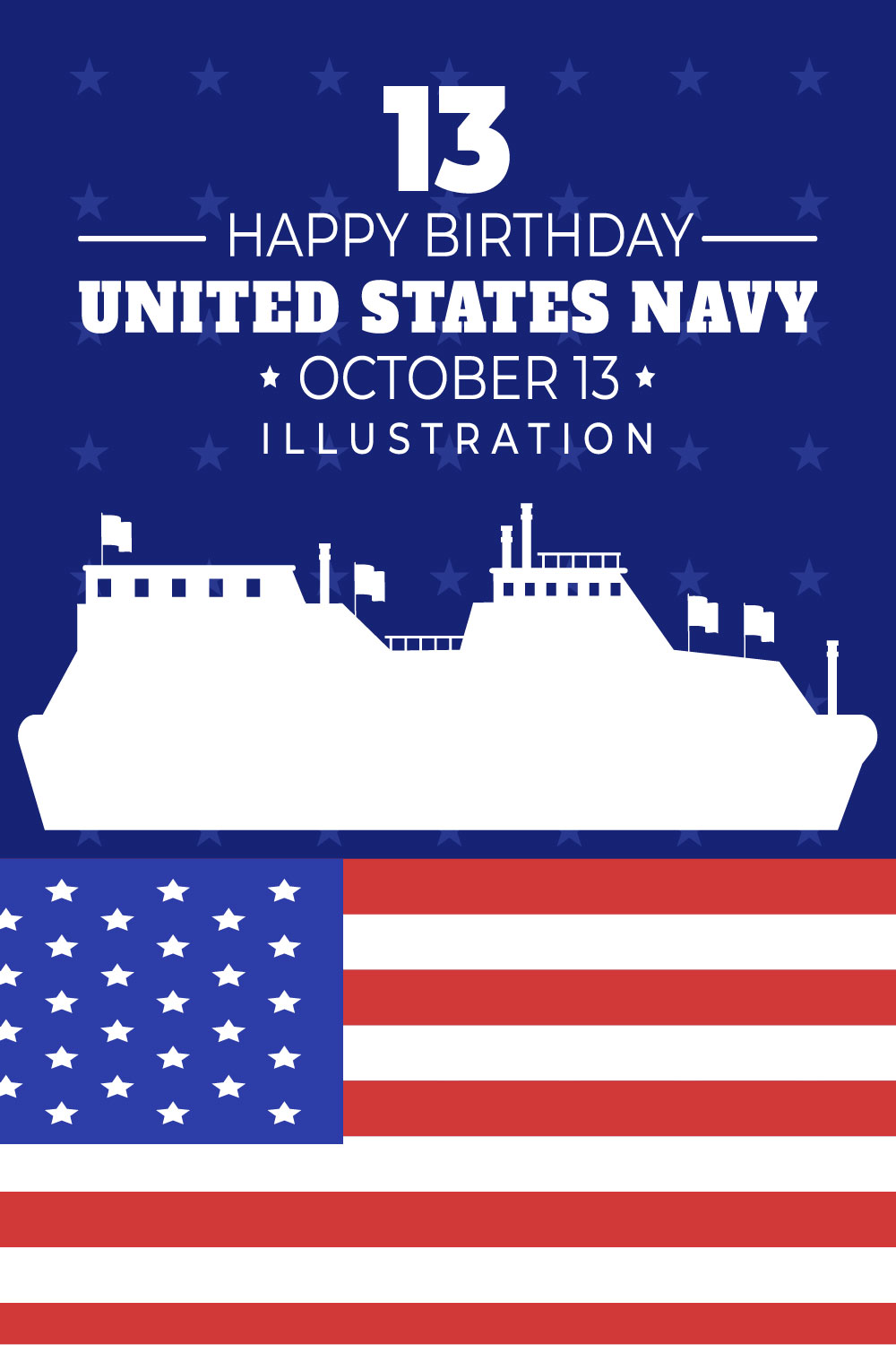 13 U.S. Navy Birthday Illustration Pinterest Image.