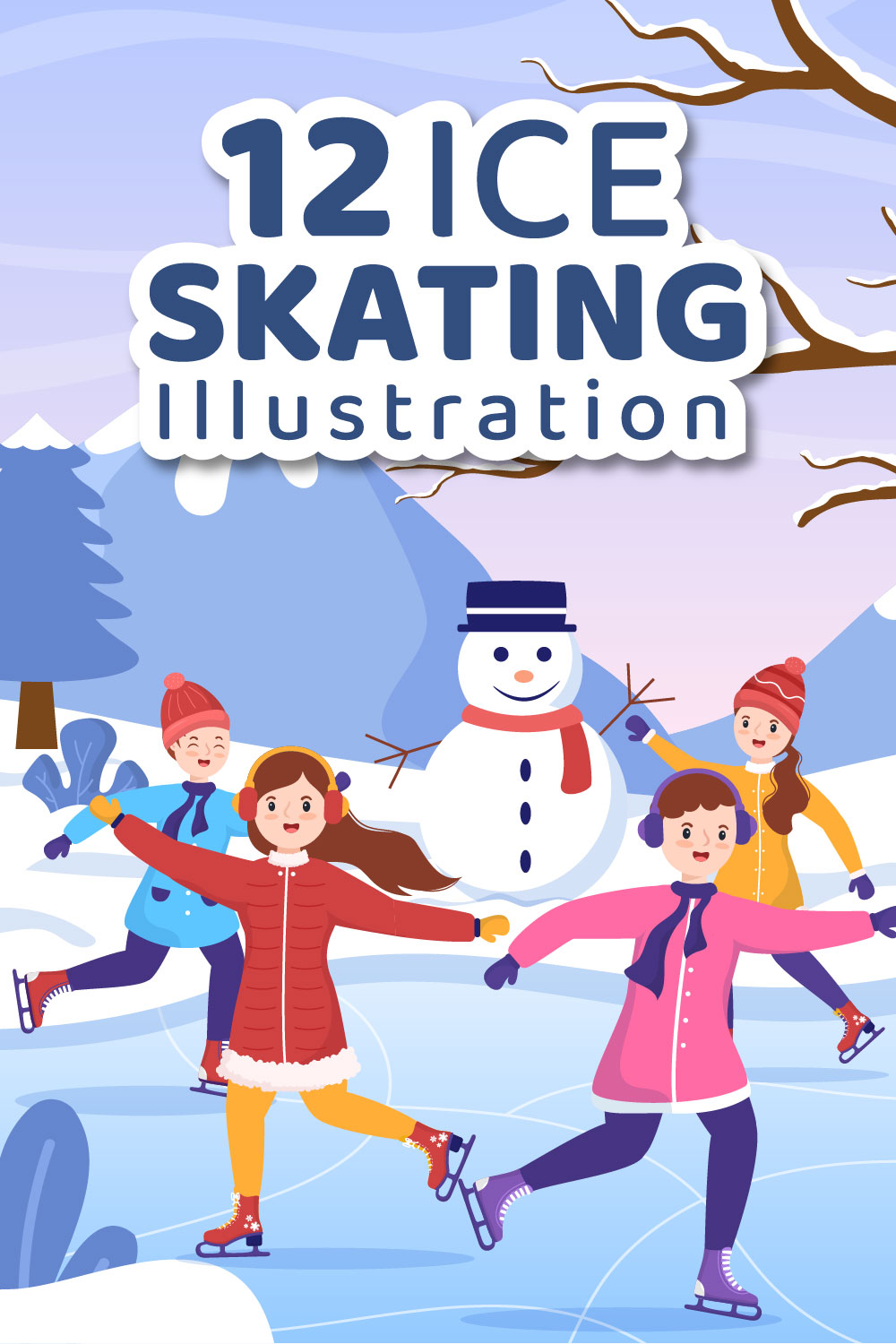 12 Ice Skating Design Illustration Pinterest Image.