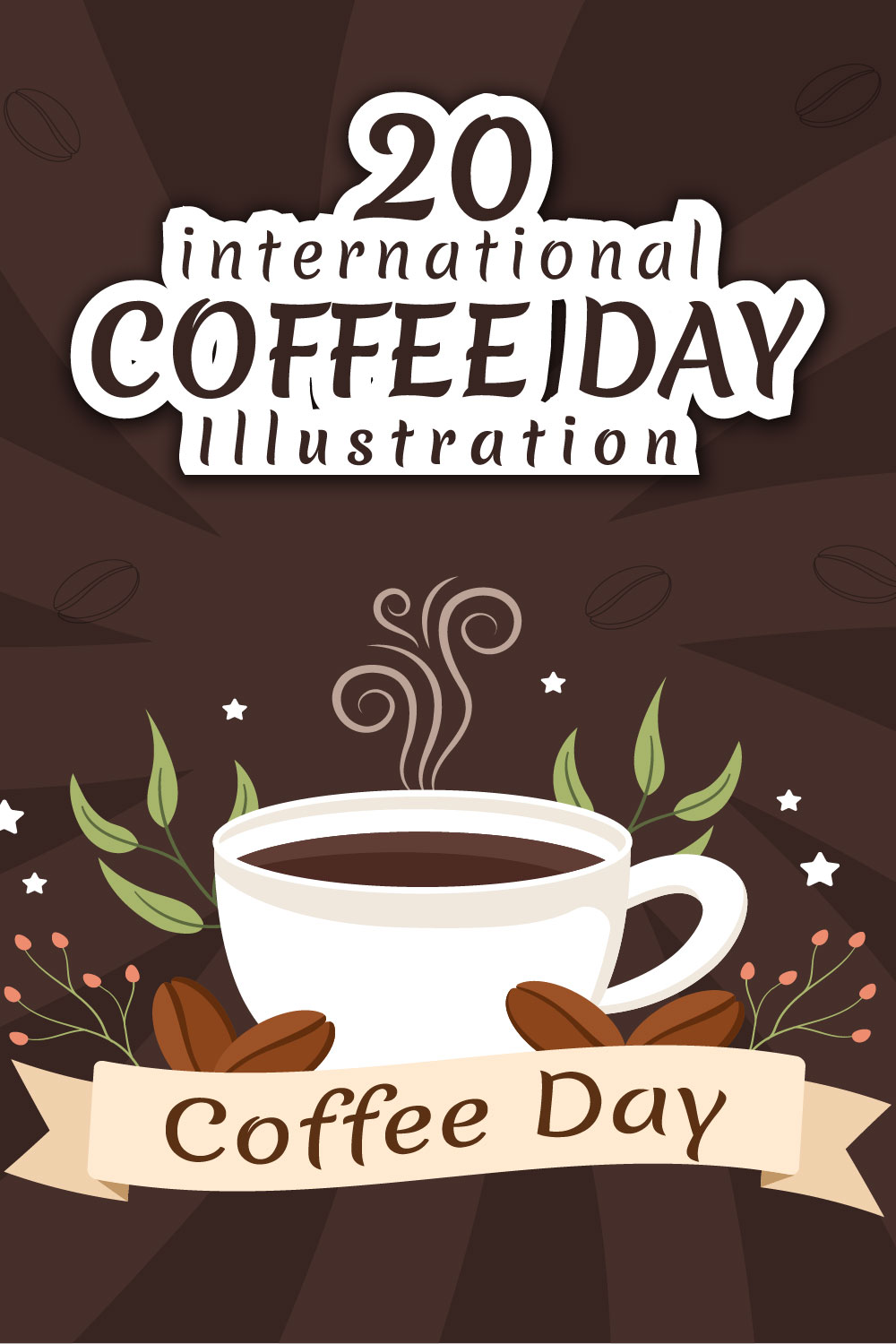 20 International Coffee Day Illustration pinterest image.