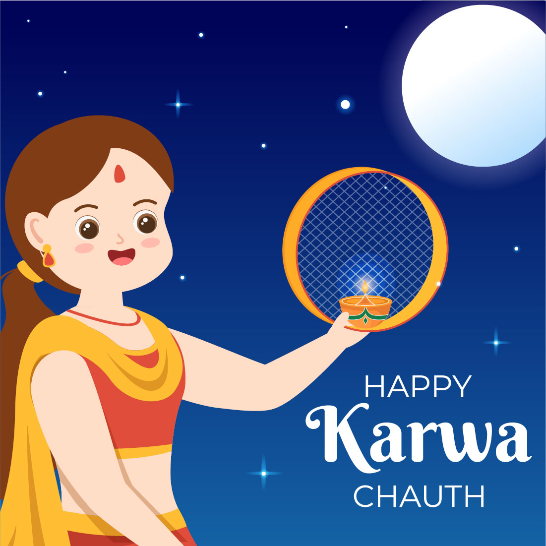 13 Karwa Chauth Festival Illustration Cover Image.