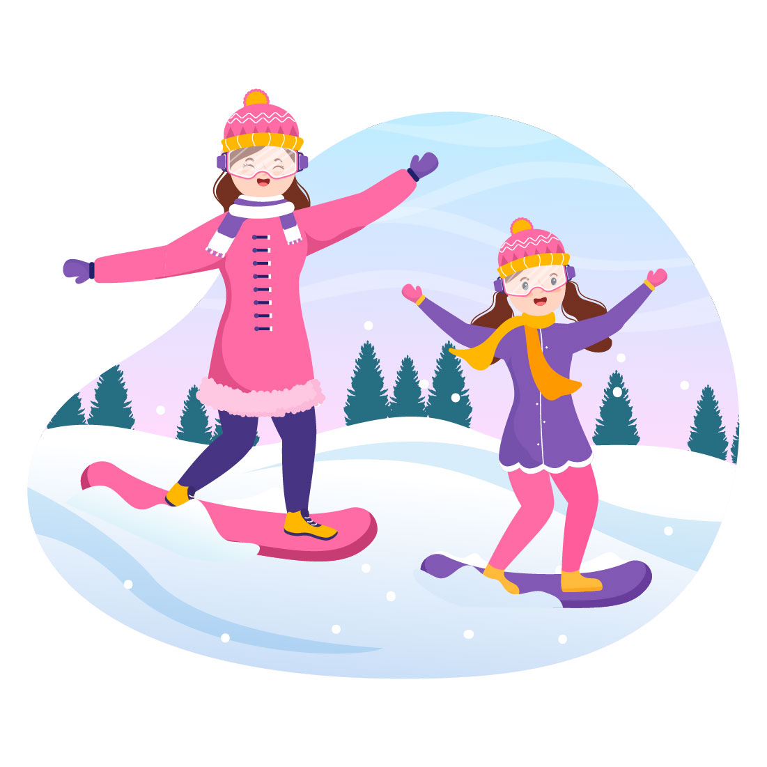 13 Snowboarding Activity Illustration Preview Image.
