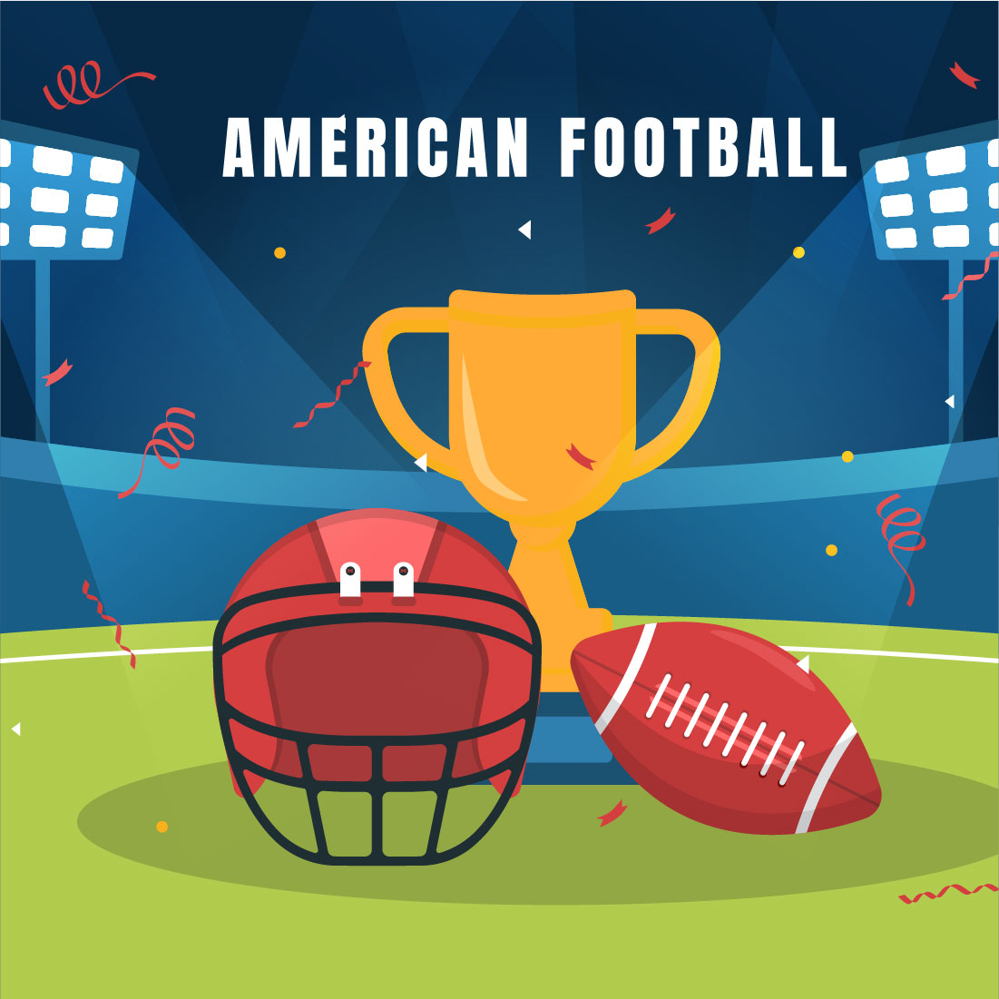 13 American Football Sports Player Illustration Preview Image.