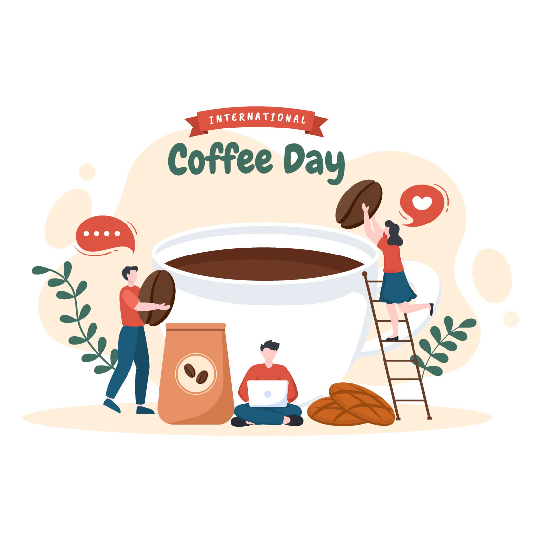 20 International Coffee Day Illustration preview image.