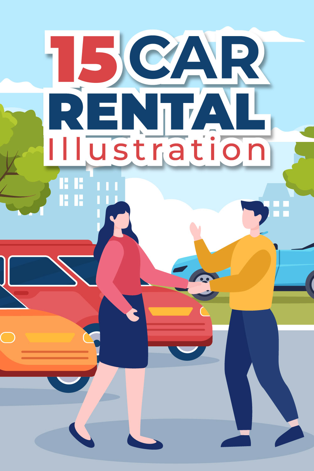 15 Car Rental Illustration pinterest image.