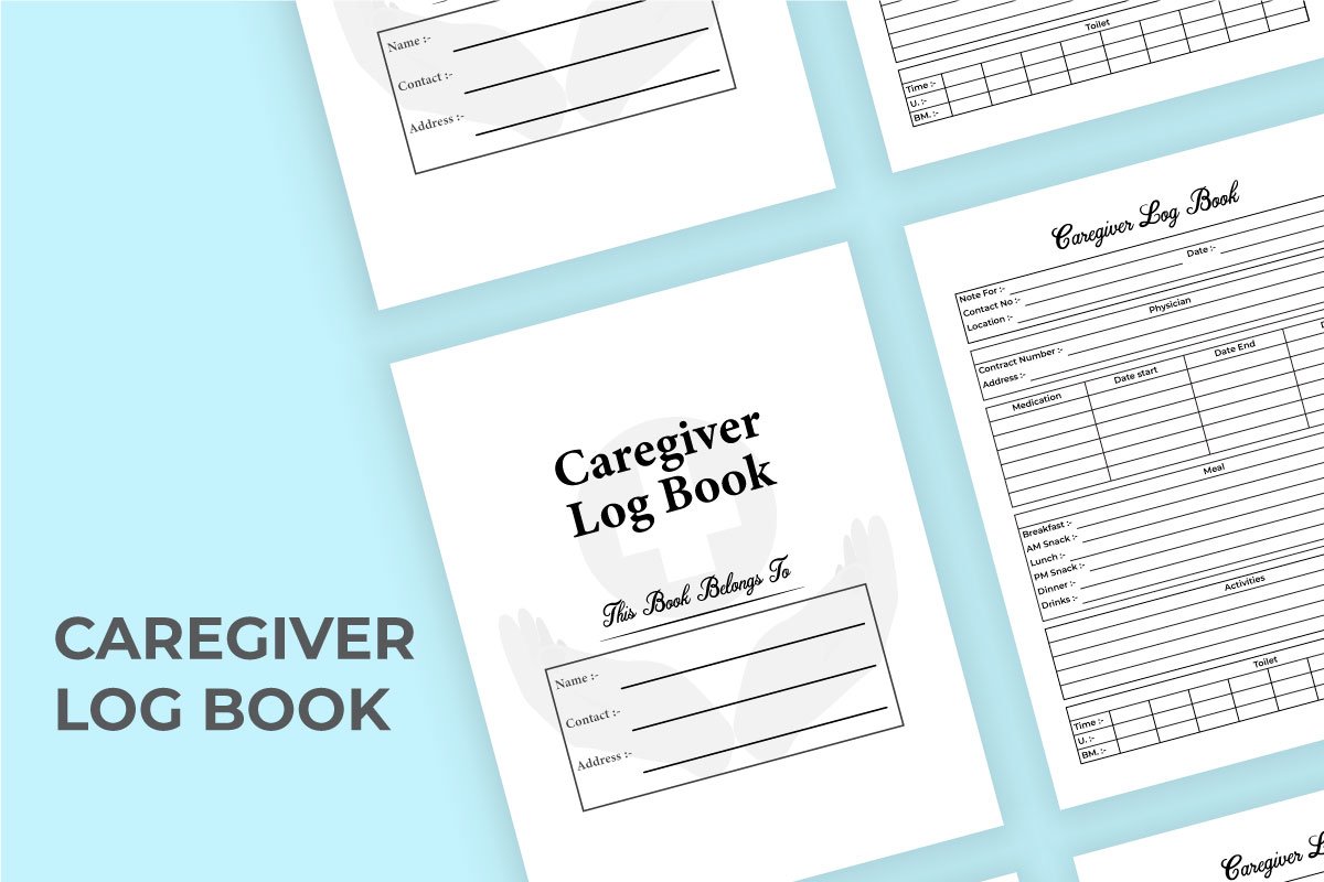 Cover image of Caregiver notebook KDP interior.