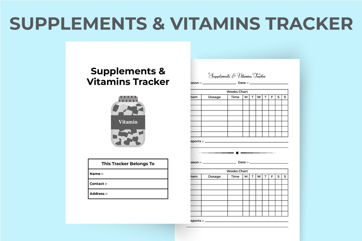 Supplement information and vitamin tracker interior.