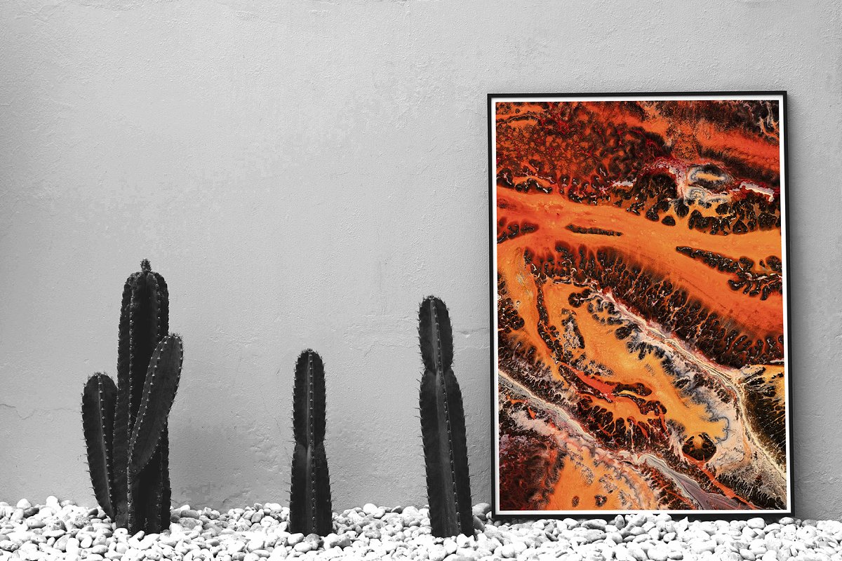 Volcano texture in the photo frame.