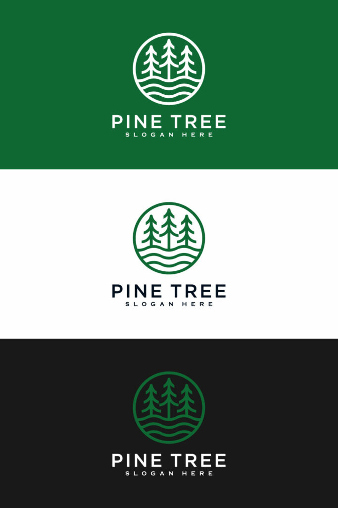 pine tree logo vector design template - MasterBundles