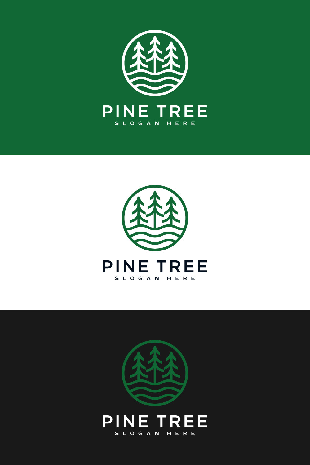 Pine Tree Beautiful Logo Vector Design Template Pinterest Image.
