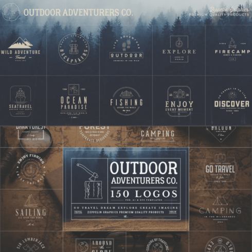 150 Outdoor Adventurers Logos.