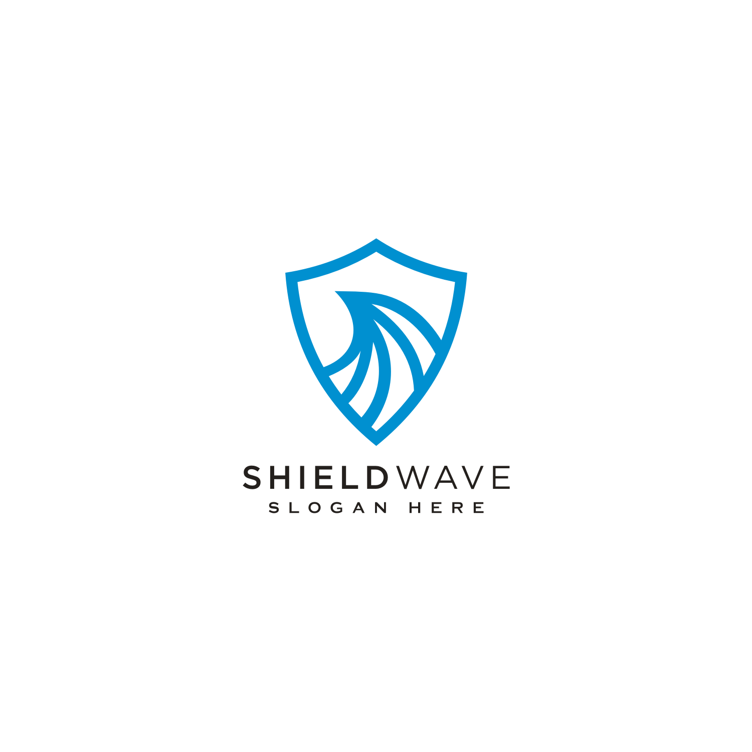 Shield Wave Logo Design Vector Line Style cover image.