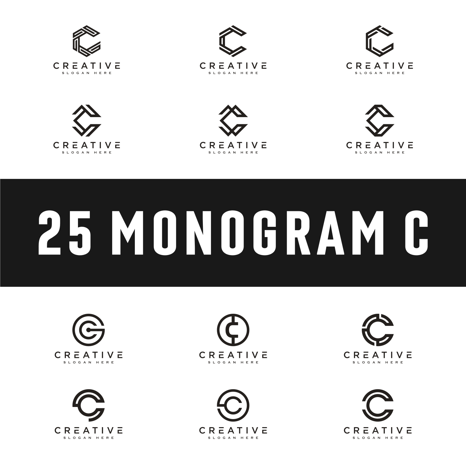 Set of 25 Initial Letter C Logo Design Vector cover image.