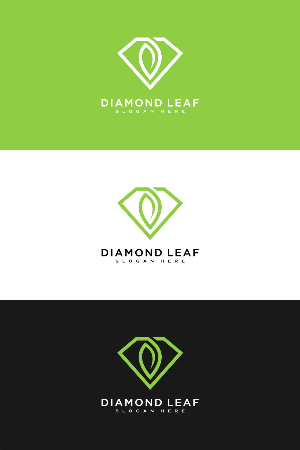 pinterest image Diamond Leaf Logo Vector Design Line Style
