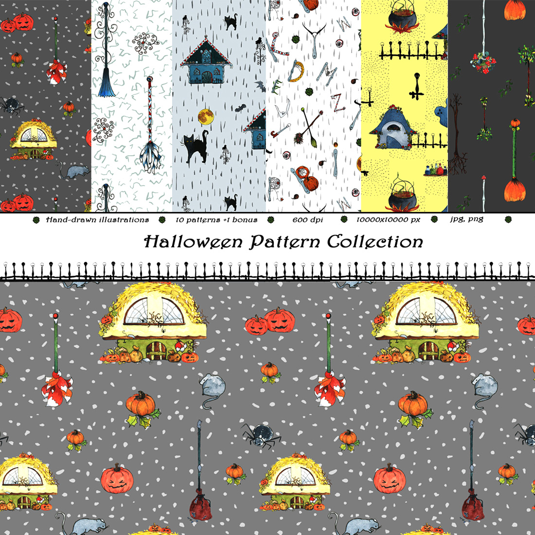 Halloween Seamless Pattern Collection Cover Image.