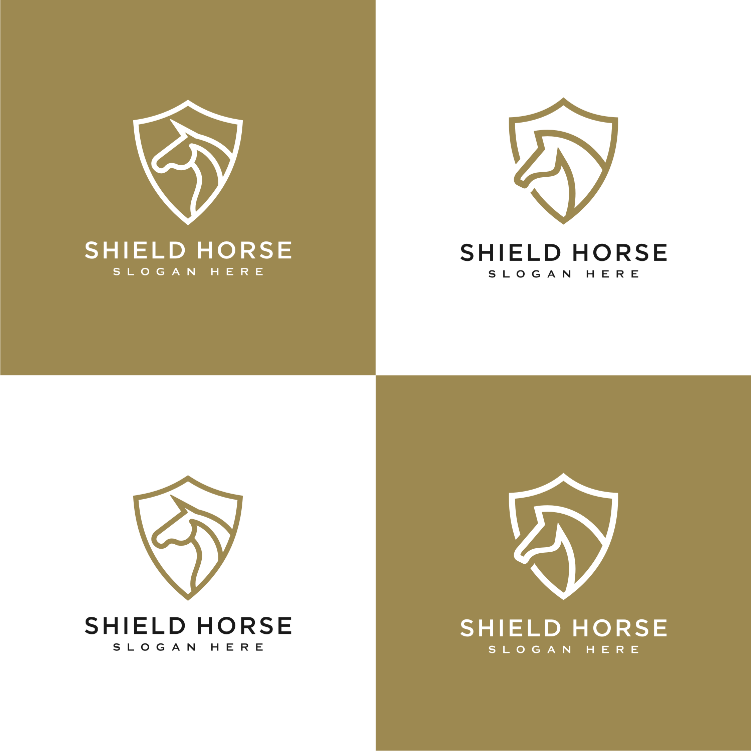 2 Head Horse And Shield Logo Vector Cover Image.