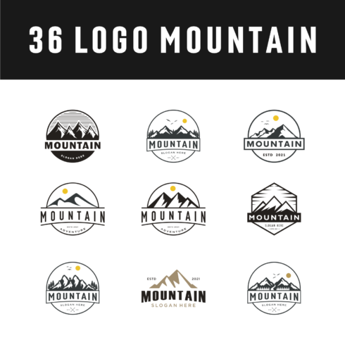 Set of 36 Mountain Logo Vector Design Template cover image.